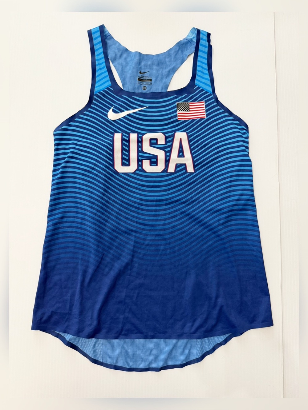 Nike Women's Pro Elite Official USA Olympics Running Singlet Tank Top Blue - XS